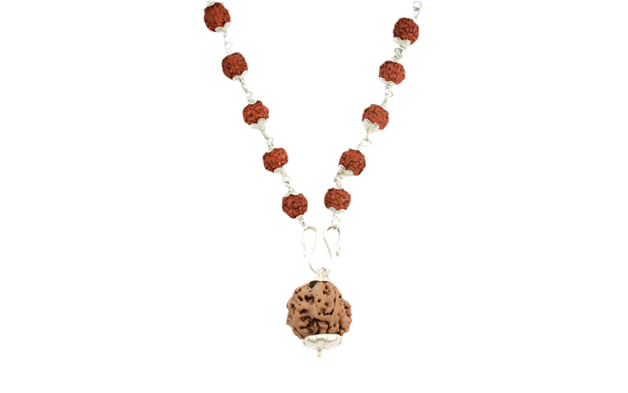 Siddh 5 Mukhi Silver Rudraksha Mala with 5 Mukhi Silver Pendant