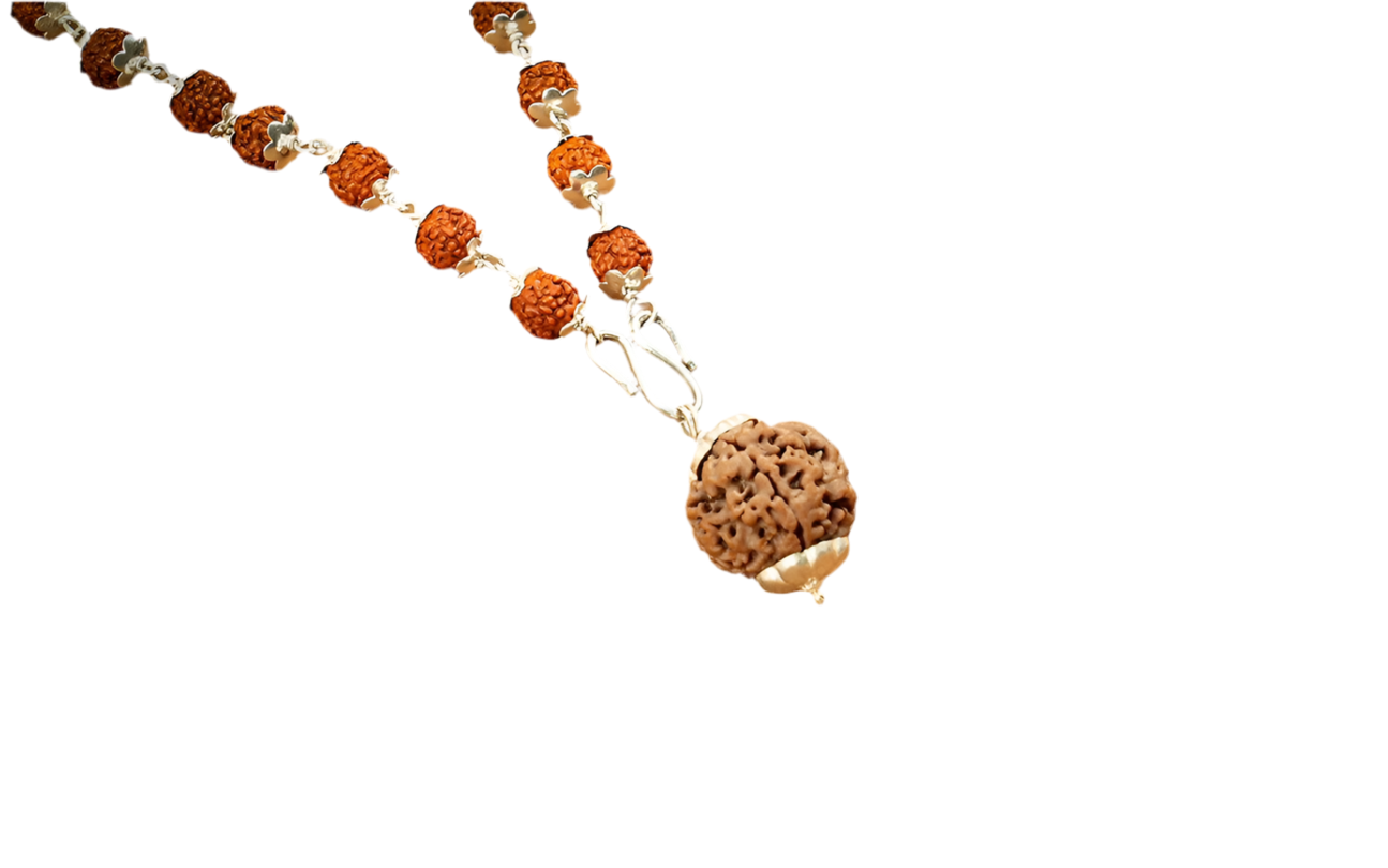 Siddh 5 Mukhi Silver Rudraksha Mala with 5 Mukhi Silver Pendant