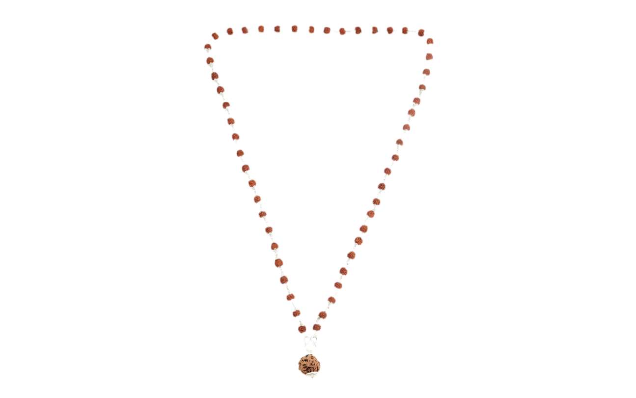 Siddh 5 Mukhi Silver Rudraksha Mala with 5 Mukhi Silver Pendant