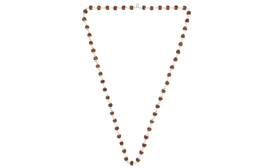 5 Mukhi Rudraksha Silver Mala with 54 Beads (Unisex)