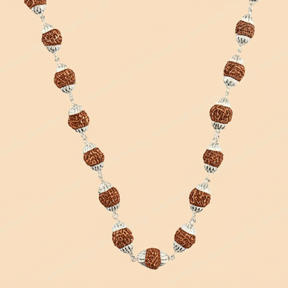 5 Mukhi Rudraksha Silver Mala with 54 Beads (Unisex)
